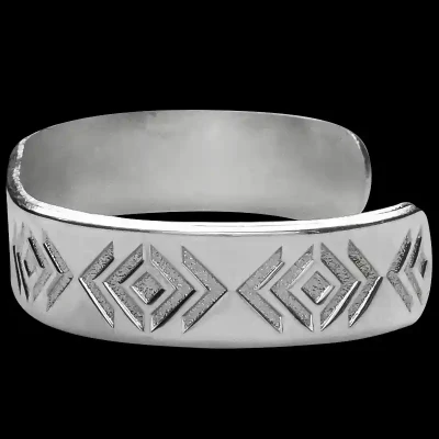 Aztec western silver bracelet handcrafted with premium detailing for authentic western style by Molly's Custom Silver.
